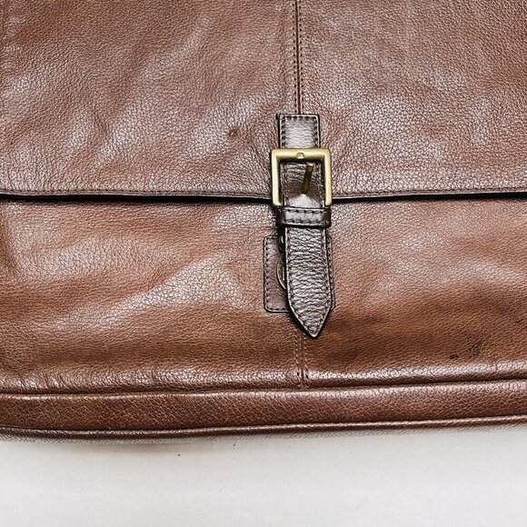 Scully  Leather Messenger Bag Crossbody Briefcase Brown Work Career Travel - Picture 8 of 15